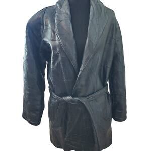 Italian Stone Design Patchwork Genuine Leather Coat Jacket Long Trench